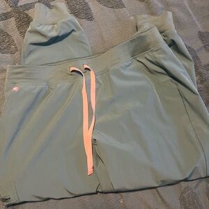 Green Hoodie with Pink Drawstrings